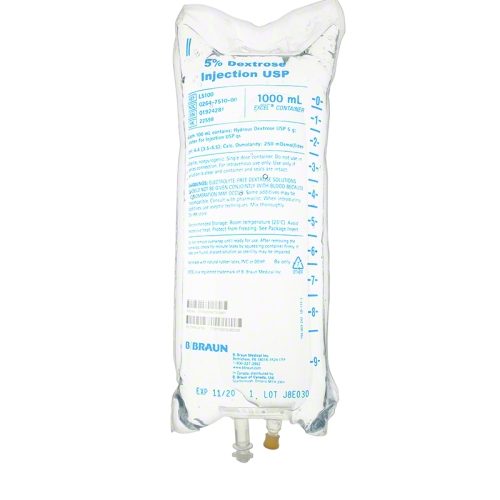 B Braun L5100 5% Dextrose In Water Solution 1000 mL Plastic Bag B Braun L5100 5% Dextrose In Water Solution 1000 mL Plastic Bag